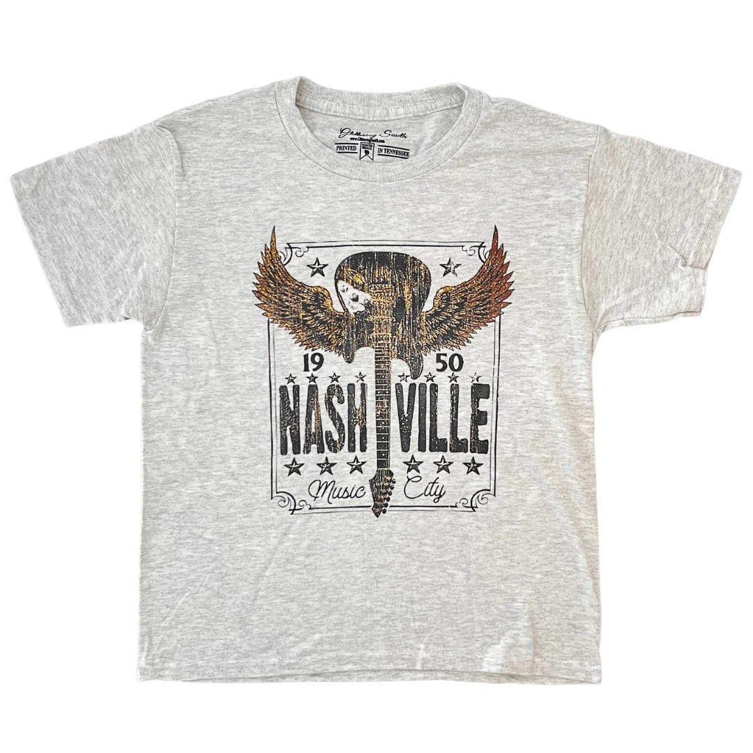Nashville Music City Winged Guitar Youth Shirt