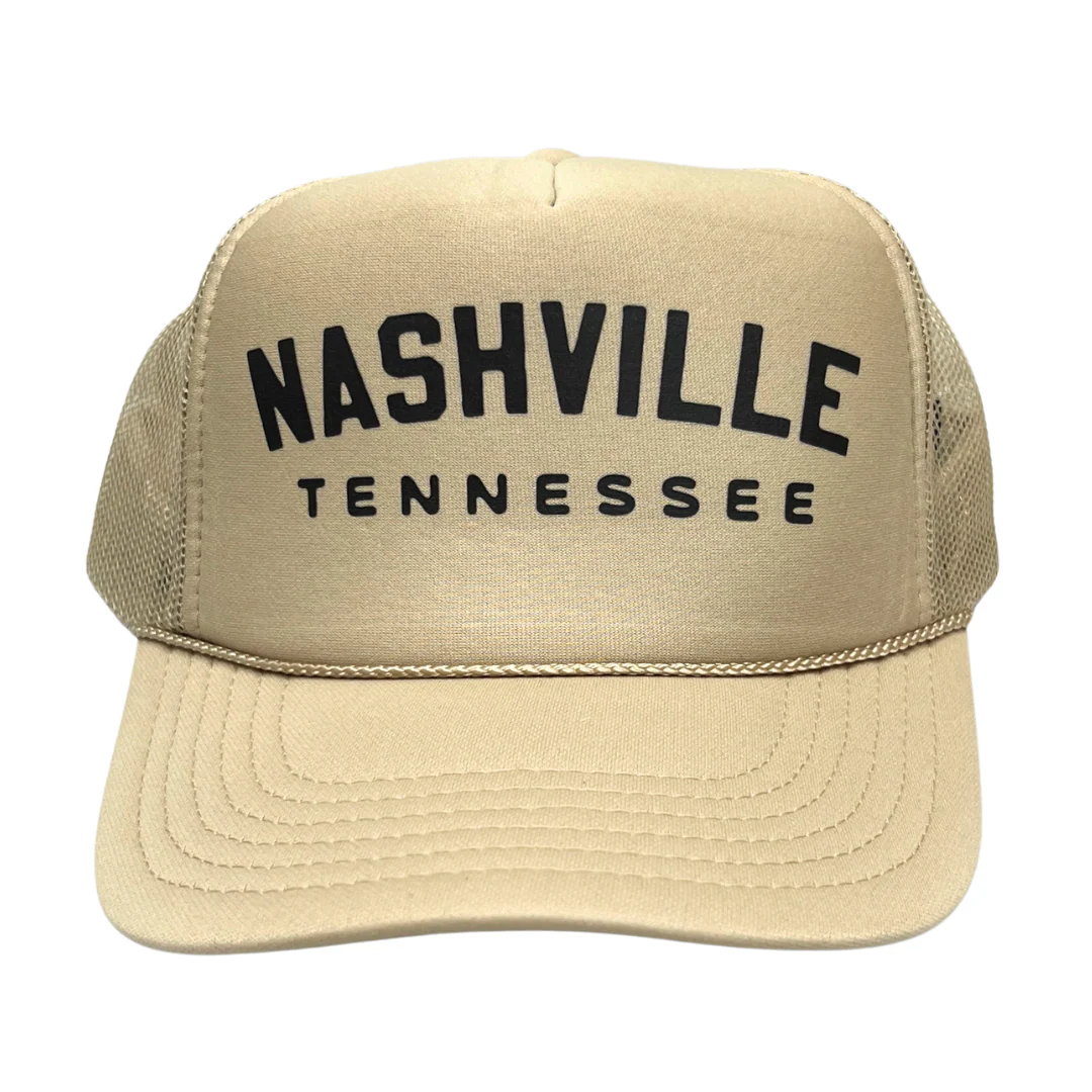 Nashville Tennessee Beige Trucker Hat